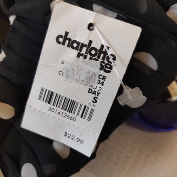 Charlotte Russe Polka Dot Skirt Sz S High Low Mini To Maxi Sheer Black NWT Lined - Picture 8 of 13